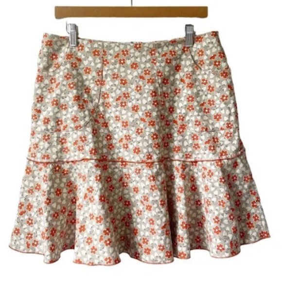 donna & toots Dresses & Skirts - Donna & Toots Floral Flare Skirt with Pockets Orange Tan - Large